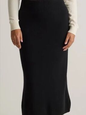 Quince Black ribbed cashmere Knee-Length Skirt